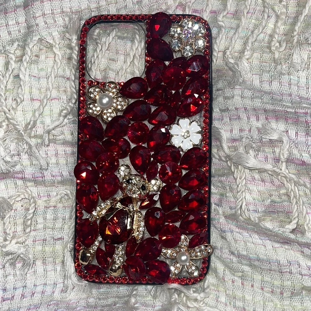 New red jeweled phone case - 12 pro max